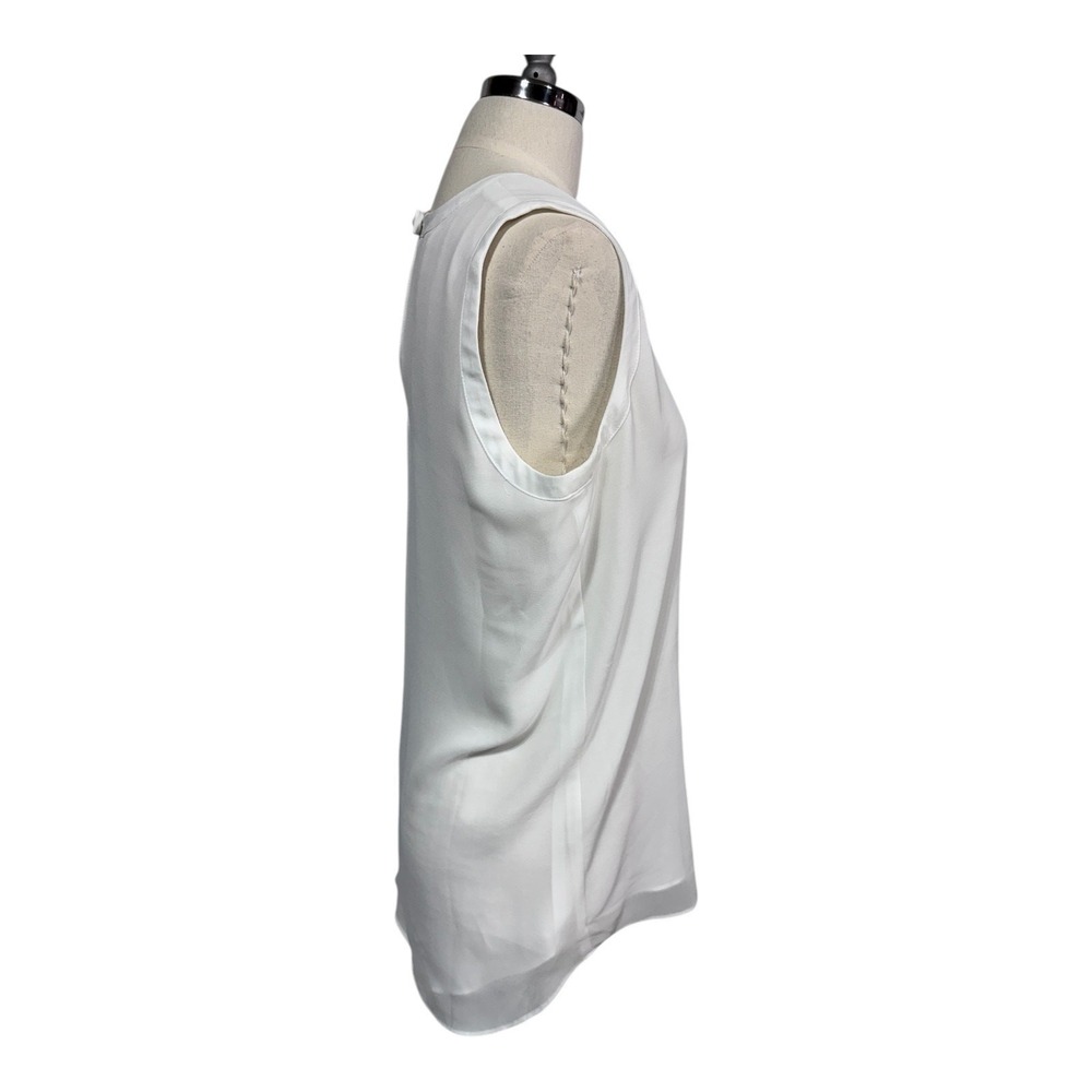 Cabi White Sleeveless Double Layer Blouse Pleated Front Women's S‎ - Picture 5 of 8